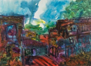 RONALD GRENVILLE MILLAR (1927 - ), (street scene), watercolour, signed lower left "Ronald Millar", ​​​​​​​53 x 72cm, 77 x 95cm overall