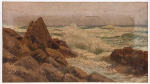 WILL ASHTON (1881-1963),  (seascape), oil on canvas, signed verso in block letters "W. Ashton, 1915", 50 x 91cm wide, Provenance: Private Collection Melbourne.