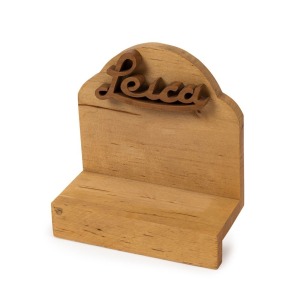 LEICA timber point of sale display stand; 15cm wide.