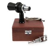 LEITZ: CABSO Focusing Attachment Mikas, MIDAP Conical Adapter Mikas and CALSO Auto Release Chrome, 1938,&nbsp; in Leitz timber box.