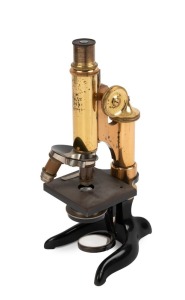 MICROSCOPE: Leitz Wetzlar Microscope [#148610], 29cm high, lacquered brass and steel, circa 1911