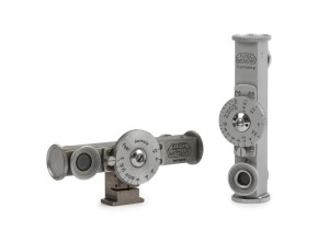 LEITZ: Two FOKOS chrome rangefinders with measurements in feet: 50 feet + ∞ with shoe attached, 100 feet + ∞, circa 1930s-40s