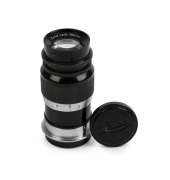 LEITZ: Elmar f4 90mm lens [#296134], 1936, black and chrome, ELANG, metre scale to 36, with metal caps