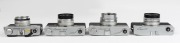 Canon Canonet Group comprising the 1961 original model [#487127] with Canon SE 45mm f1.9 lens; a Canonet S model, 1964 [#156716] with Canon SE 45mm f1.7 lens; a Canonet QL19, 1965 [#557786] with Canon SE 45mm f1.9 lens and&nbsp;a Canonet&nbsp;G-III QL17, 1972 [#L27 - 3