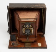 Rochester Optical & Camera Company: Pony Premo B folding plate camera, 5x7 inch plates, with Victor shutter; Harrington & Co., Sydney retailer's plate - 2