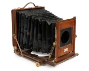 W. Watson & Sons: Full plate field camera, mahogany and brass, circa 1890