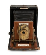 J. Lancaster & Son: Folding instantograph, circa 1890, with Lancaster "seesaw" shutter; Carter & Werner, Ballarat retailer's plaque - 3