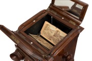 The Stereoscopic & Photographic Company (Regent Street, London): Revolving stereoscope table top stereo viewer in lovely walnut case with many cards present, circa 1895; 44cm high. - 5