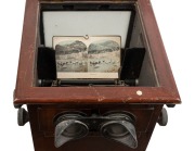 MATTEY (style) table top revolving stereoscopic viewer in timber case, circa 1900; 53cm high. - 3