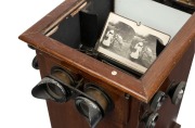  MATTEY (style) table top revolving stereoscopic viewer in timber case, circa 1900; 53cm high. - 2