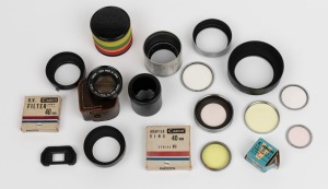 Canon Accessories: A range of Canon filters, adapter rings, extension tubes and lens hoods for various size lenses; also, a Parallax Compensator III, (23 items).