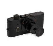 Leica-UR replica  in black-painted wood, with metal fittings.