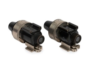 LEITZ: VIDOM black and nickel viewfinders, single piece nose and nose-piece with collar versions. (2).
