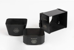 LEITZ: Accessories: XOONS Summarit lens hood; SOOMP 50mm Summar lens hood; SOOPD Summicron collapsible lens hood (3 items).