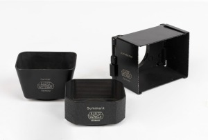 LEITZ: Accessories: XOONS Summarit lens hood; SOOMP 50mm Summar lens hood; SOOPD Summicron collapsible lens hood (3 items).