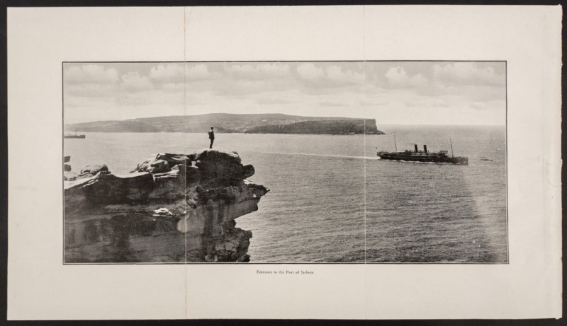 Photographer Unknown, Entrance to the Port of Sydney, fold-out photogravure, circa 1910, overall 20 x 35cm.