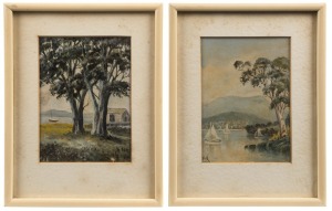 FRED J. LLOYD (1874-1956), two Tasmanian scenes, oil on card, one signed lower left "F.J.L.", 13 x 9cm each, 20 x 15cm overall, (2)