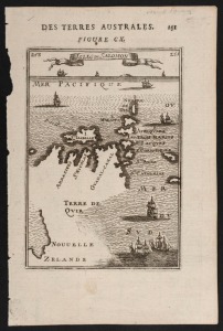 Alain Manesson MALLET (1630 - 1706), Isles de Salomon, [Paris, 1683], copper-plate engraved map, 21.5 x 14cm (leaf size). Shows the Solomon Islands including Guadal-Canal and part of the New Zealand coast.