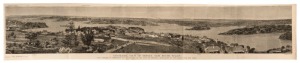 HORACE HARRALL, "Panoramic View of Sydney, New South Wales. First Settled by Commodore Phillip, January 26, 1788, with 927 Persons. - Population of the Colony, June, 1879, 712,019." steel engraving, [Published by The Graphic. London. 12-27- 1879., 1879], 