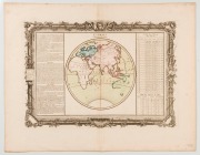 CLAUDE BUY de MORNAS (d.1783), Climats D'Heures et de Mois, [Paris, Louis Charles Desnos, 1761], hand-coloured  circular map of the Eastern hemisphere within a decorative frame and with text panels describing the world's climate zones. 52 x 66cm (sheet si - 2