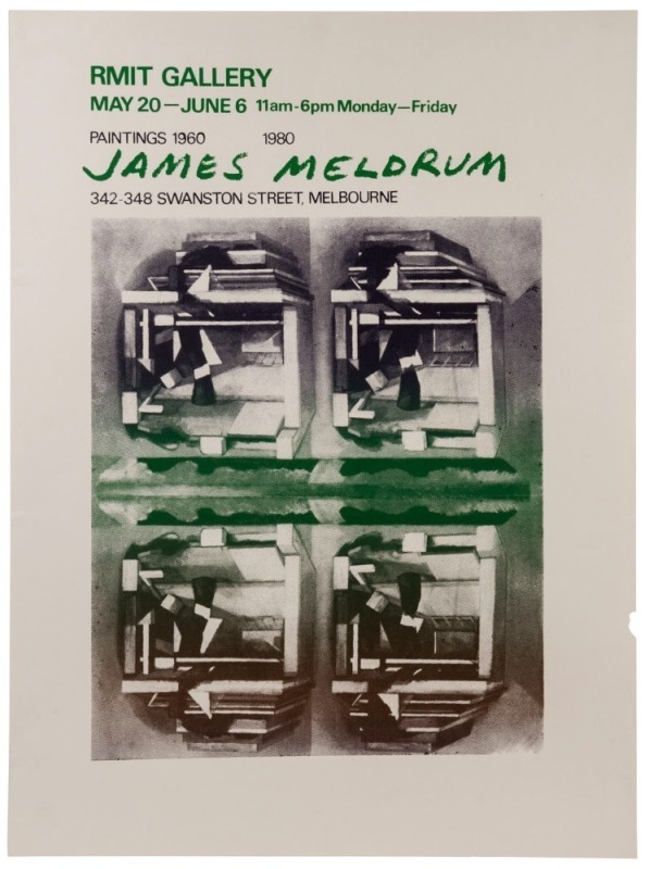 JAMES MELDRUM (b.1931), James Meldrum Paintings 1960 - 1980, RMIT Gallery Exhibition poster, 1980, screenprint, 75 x 56cm.