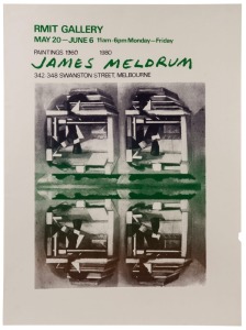 JAMES MELDRUM (b.1931), James Meldrum Paintings 1960 - 1980, RMIT Gallery Exhibition poster, 1980, screenprint, 75 x 56cm.