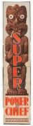 CHARLES LONERAGAN (1889-1978), "SUPER POWER CHIEF", colour lithographic poster, circa 1936, 156 x 36cm. Made for TEXACO New Zealand, featuring strong Maori Tiki iconography. With related news clipping, facsimile Wayside Gallery exhibition brochure, biogra