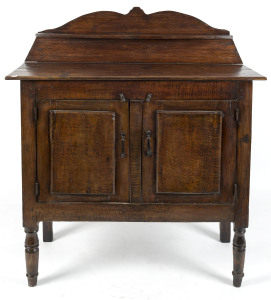 A primitive Colonial chiffonier food safe, solid blackwood throughout, Tasmanian origin, circa 1840, 128cm high, 107cm wide, 48cm deep