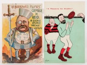 POSTCARDS. Two early Australian political examples: I.) Reid and Deakin on the football field. This card refers to the transfer of office&nbsp;from Reid to Deakin in 1904. Reid did not have a majority, so when Labor and the Protectionists patched up their diff