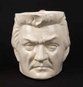 BOB HAWKE cream ceramic character jug by Richmond Potteries, circa 1980, circular factory mark to base, 11cm high