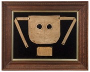 SOLITARY CONFINEMENT PRISONER'S MASK from the Maitland Prison in New South Wales, framed and mounted with paperwork attached verso, 19th century, frame 46 x 56cm overall