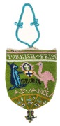 WW1 TURKISH P.O.W. beadwork bag emblazoned "TURKISH PRISONER, 1918, ADVANCE AUSTRALIA", adorned with Australian crest with emu and kangaroo over "GEORGE" on both sides. A rare survivor in excellent condition. 38cm high overall, 16cm wide