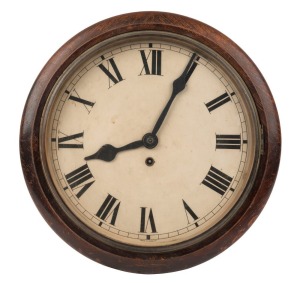 YARRAWONGA STATION CLOCK antique English fusee station clock with Roman numerals, 19th century, 40cm diameter