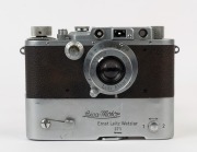 LEITZ: Leica Model IIIa Chrome D.R.P. 2 top plate [#276604],1938, with Elmar f3.5 50mm lens [#434841], fitted with Leica motor drive [Mooly #371] - 2