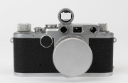 LEITZ: Leica Model IIf Black Dial D.R.P [#451179], 1951, with Elmar f3.5 50mm lens [#1242343], associated aluminium body cap and 50mm Leitz rangefinder  - 2