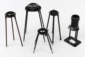 LEITZ: Group of five Leitz setting devices, one fitted with Elmar 50mm f3.5 lens [#909240], 1951