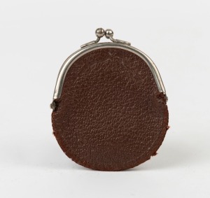 LEITZ: Leica brown leather filter pouch with chrome clasp.