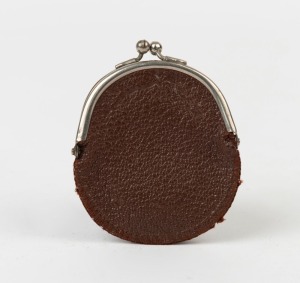 LEITZ: Leica brown leather filter pouch with chrome clasp.