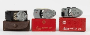 LEITZ: Metrawatt AG Leica meter MR-4 14217 in original box, Metrawatt LC 60 meter in brown leather case with instructions, Leica meter MC in original box (3 items)