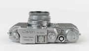 Canon 'Canon Camera Company Inc.' Model 111 rangefinder camera [#50846], 1951, with Serenar 50mm f1.9&nbsp;lens [#40099]; with metal lens cap and Canon leather ERC with straps. - 4
