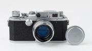 Canon Model&nbsp;&nbsp;IIIA&nbsp;rangefinder camera, 1951-53 [#86309], with Canon f1.8 50mm lens [#90225] with metal lens cap. - 2