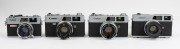 Canon Canonet Group comprising the 1961 original model [#487127] with Canon SE 45mm f1.9 lens; a Canonet S model, 1964 [#156716] with Canon SE 45mm f1.7 lens; a Canonet QL19, 1965 [#557786] with Canon SE 45mm f1.9 lens and&nbsp;a Canonet&nbsp;G-III QL17, 1972 [#L27 - 5