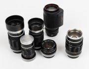 CANON SLR Lenses: Canon FD 50mm f1.8 S.C. [#1249995]; Super-Canomatic R 100mm f2 [#10522]; Canon R 135mm f3.5 [#10682]Super-Canomatic&nbsp;R 135mm f2.5 [#13261] with T-60 hood; Canon FL 135mm f3.5 [#102555] with T-50-2 hood; Canon Zoom AC 75-200mm f4.5 [#22452 - 2