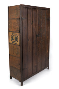A folk art cabinet made from packing crates, late 19th early 20th century, 170cm high, 105cm wide, 41cm deep