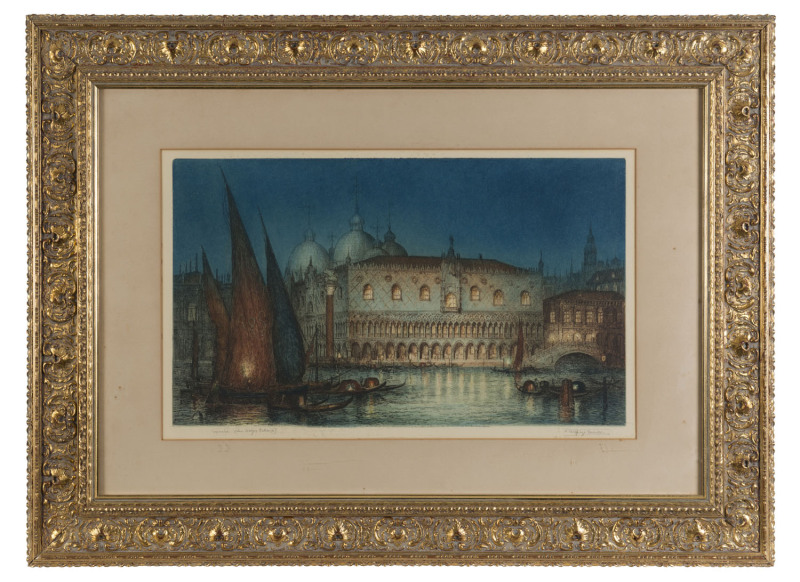 ARTIST UNKNOWN (20th century), Venice, The Doges Palace, lithograph, signed lower right (illegible), 38 x 62cm