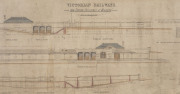 "Victorian Railways, New Station Building At Windsor", elevated view and plan, scale 8 feet to 1 inch. Railway Department Melbourne, March 1885. framed and glazed 112 x 162cm overall - 3