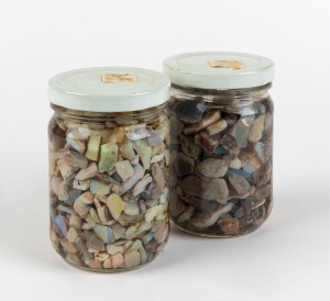 Two jars of opal potch and chips