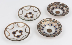 PETER CRISP group of four assorted Australian art glass dishes, late 20th century, engraved monogram "P.C.", ​the largest 11.5cm diameter