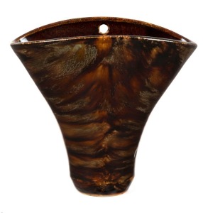 JOHN CAMPBELL pottery wall pocket with brown glaze, incised "John Campbell, Tasmania< ​17.5cm high