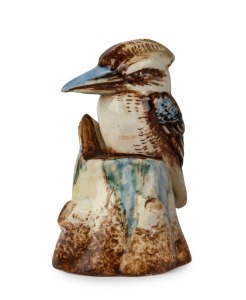 NEWTONE POTTERY kookaburra on tree stump statue by DAISY MERTON, 10cm high